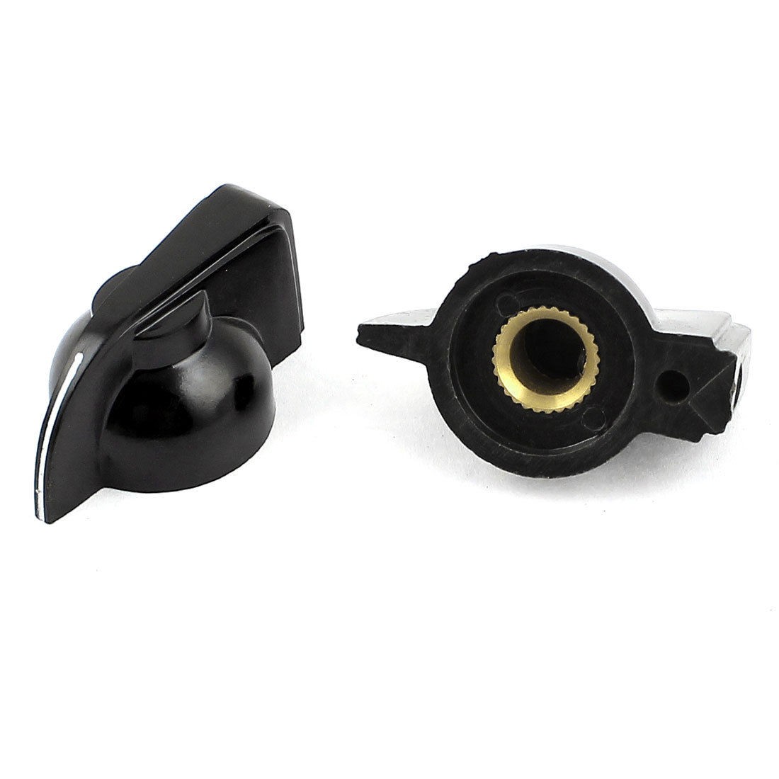 2 x Black Plastic Rotary Switch Knobs Caps for 6mm Dia Shaft
