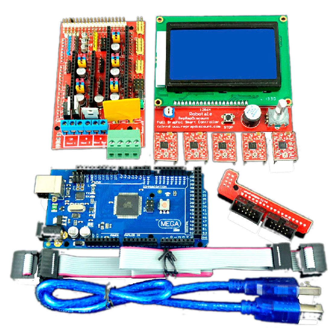 Mega2560R3 w LCD 12864 Controller w A4988 RAMPS 1.4 3D Printer Kit for Arduino