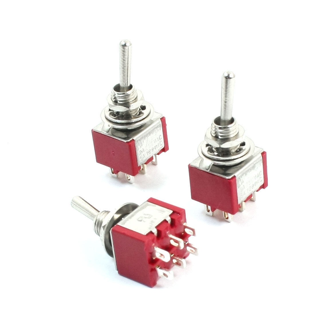 3pcs DPDT 2 Positions ON/ON Auto Motor Rocker Toggle Switch AC250V 2A 120V 5A