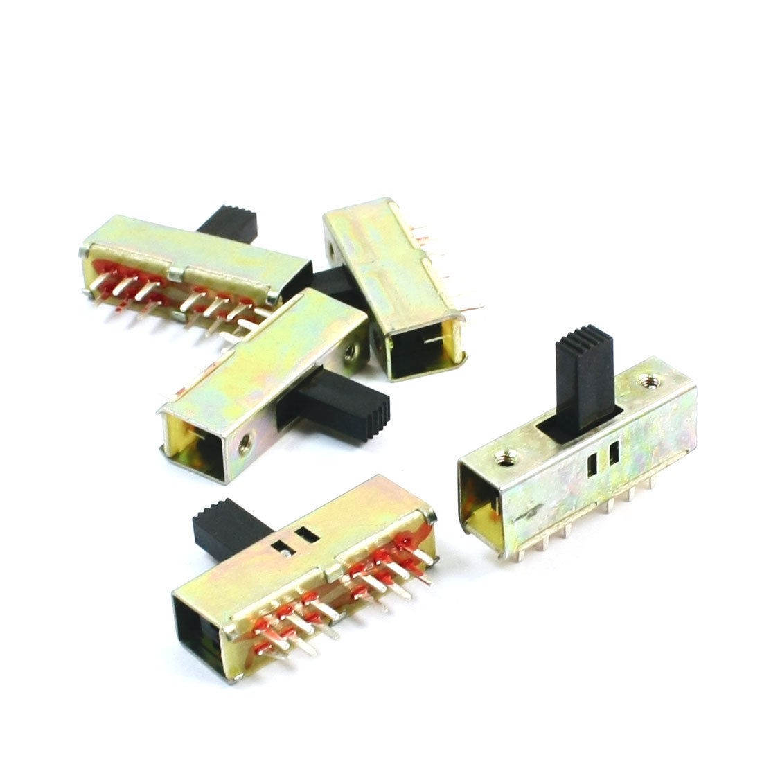 5Pcs 11mm High Side Knob 12Pin 2 Position 4PDT Slide Switch 0.5A AC50V