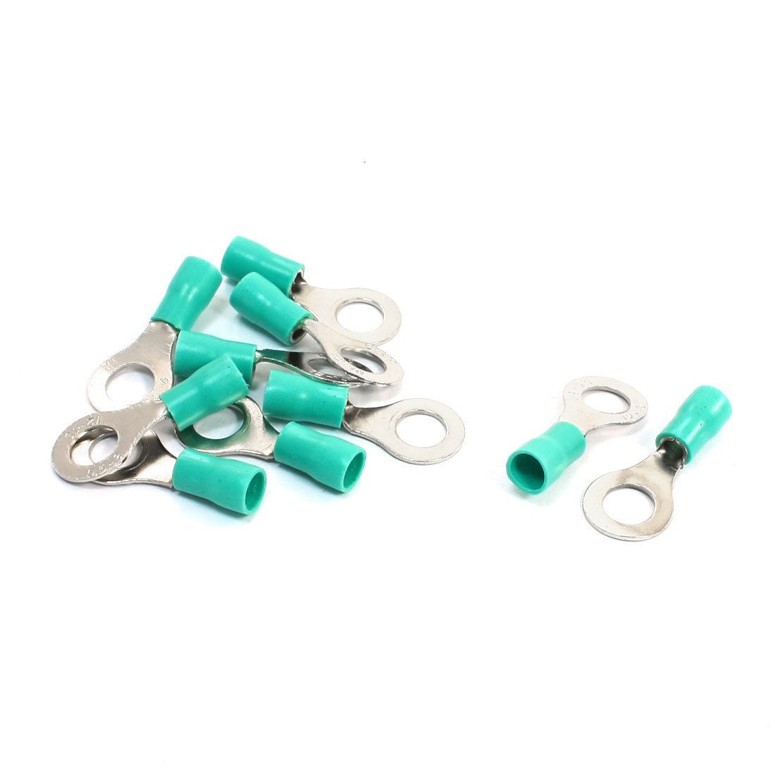 10pcs Green PVC Insulating Sleeve Ring Terminals Cable Lug RV5.5-8 AWG 12-10