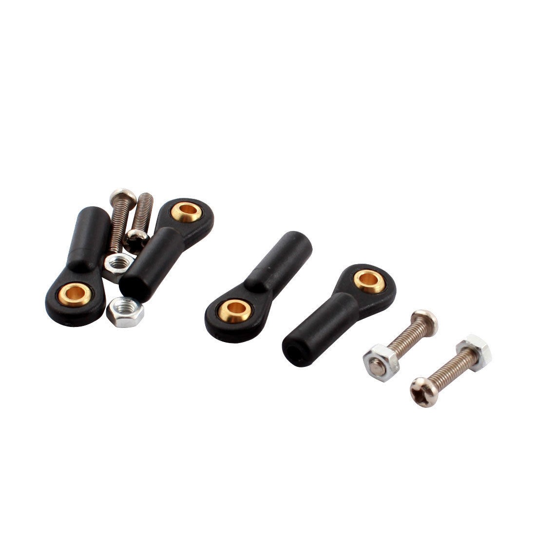 4Pcs RC Car Black 3X27X2.5mm Rod End Metal Ball Head Buckle Joints Set w Screws