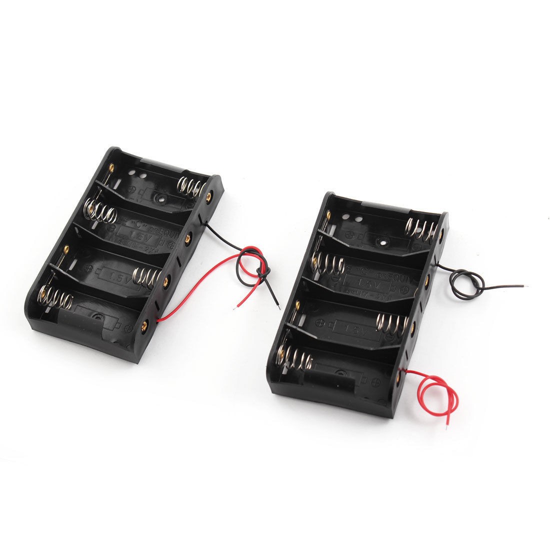 2Pcs In Series Black Plastic 4x1.5V C Size Battery Holder Case w 14.5cm Wire