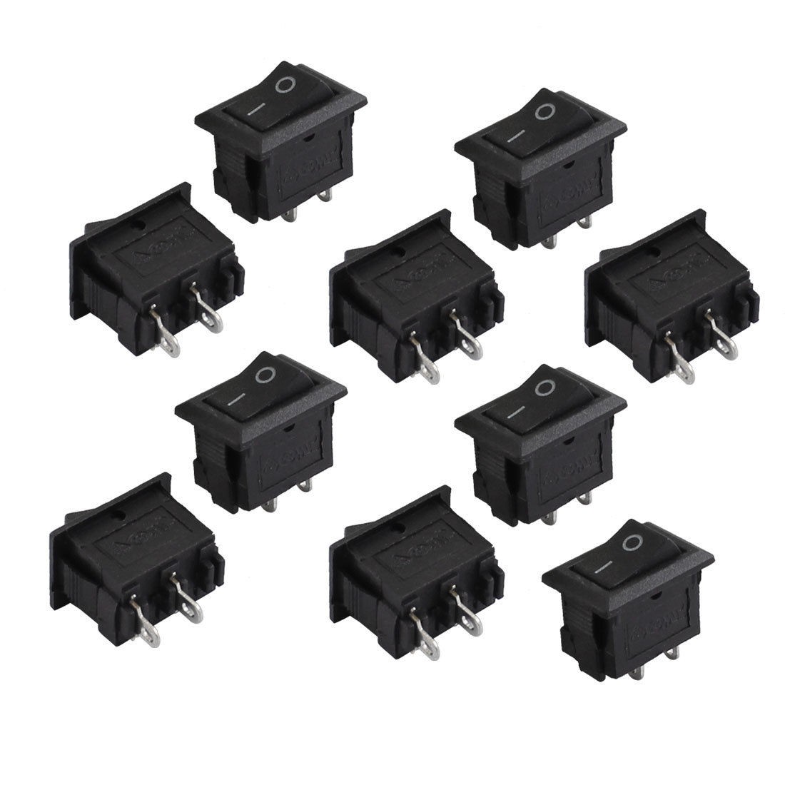 10 Pcs AC 250V/125V 3A/6A SPST 2-Position Snap in Mount Rocker Switch Black