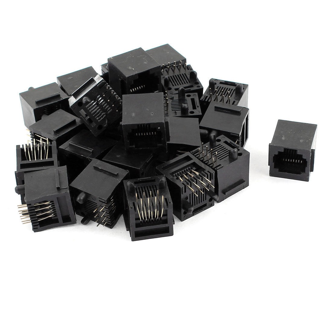 25pcs Unshielded RJ45 8P8C Plastic Network Modular Connector Jack Black