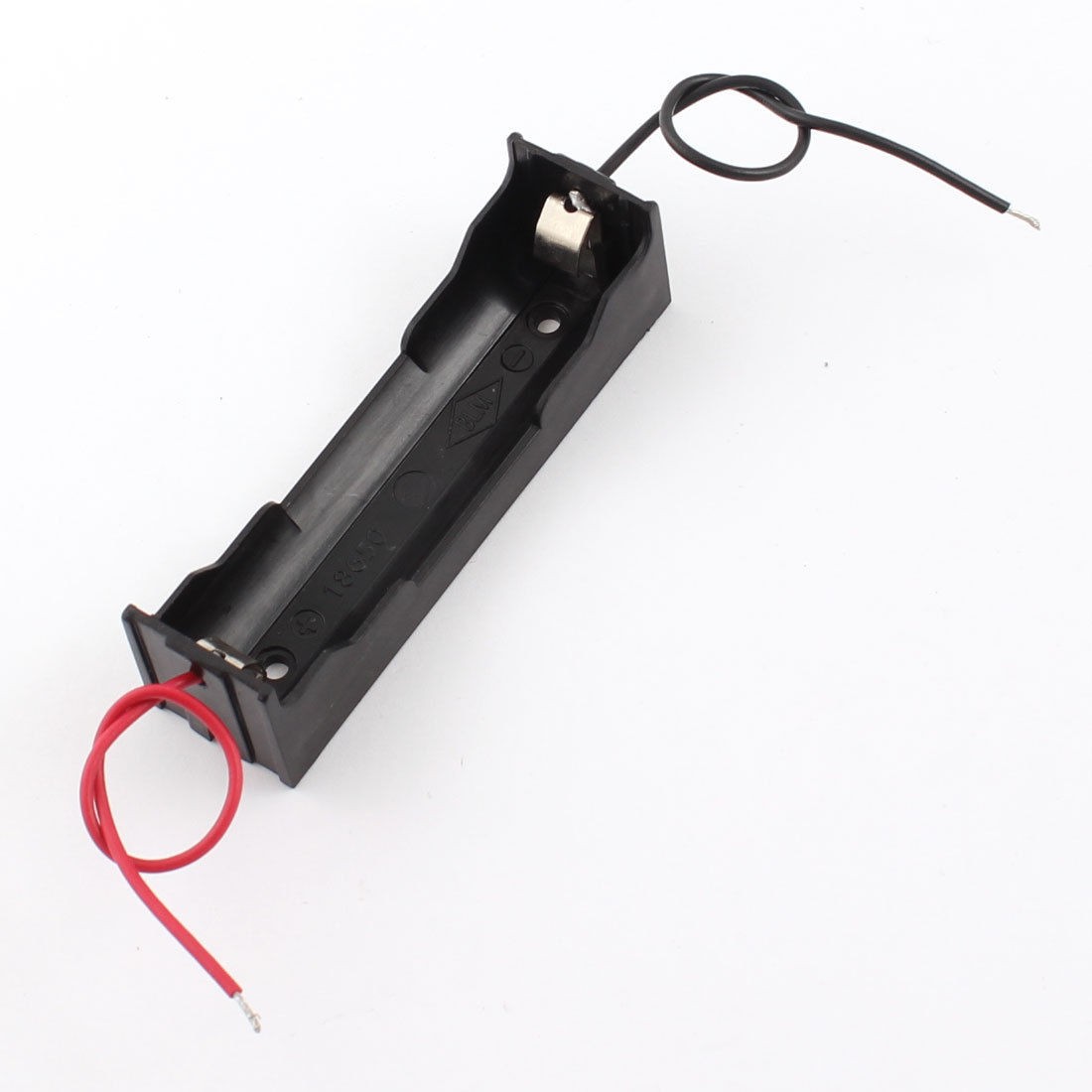 11cm 2-Wires Black Plastic 1x3.7V 18650 Battery Holder Storage Case