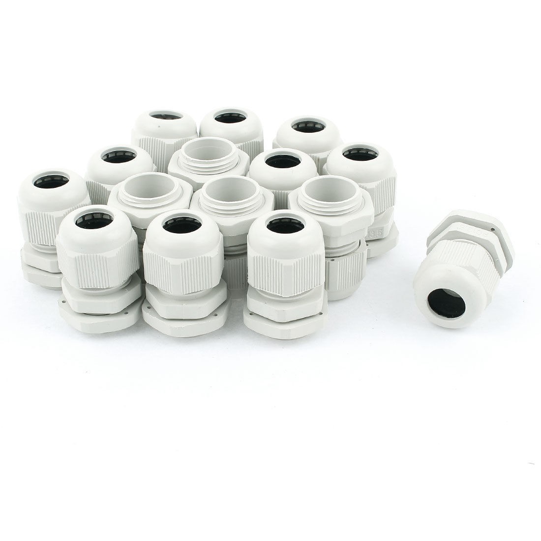 15 Pcs PG13.5 6mm to 12mm Waterproof Connector Adapter Plastic Cable Gland White