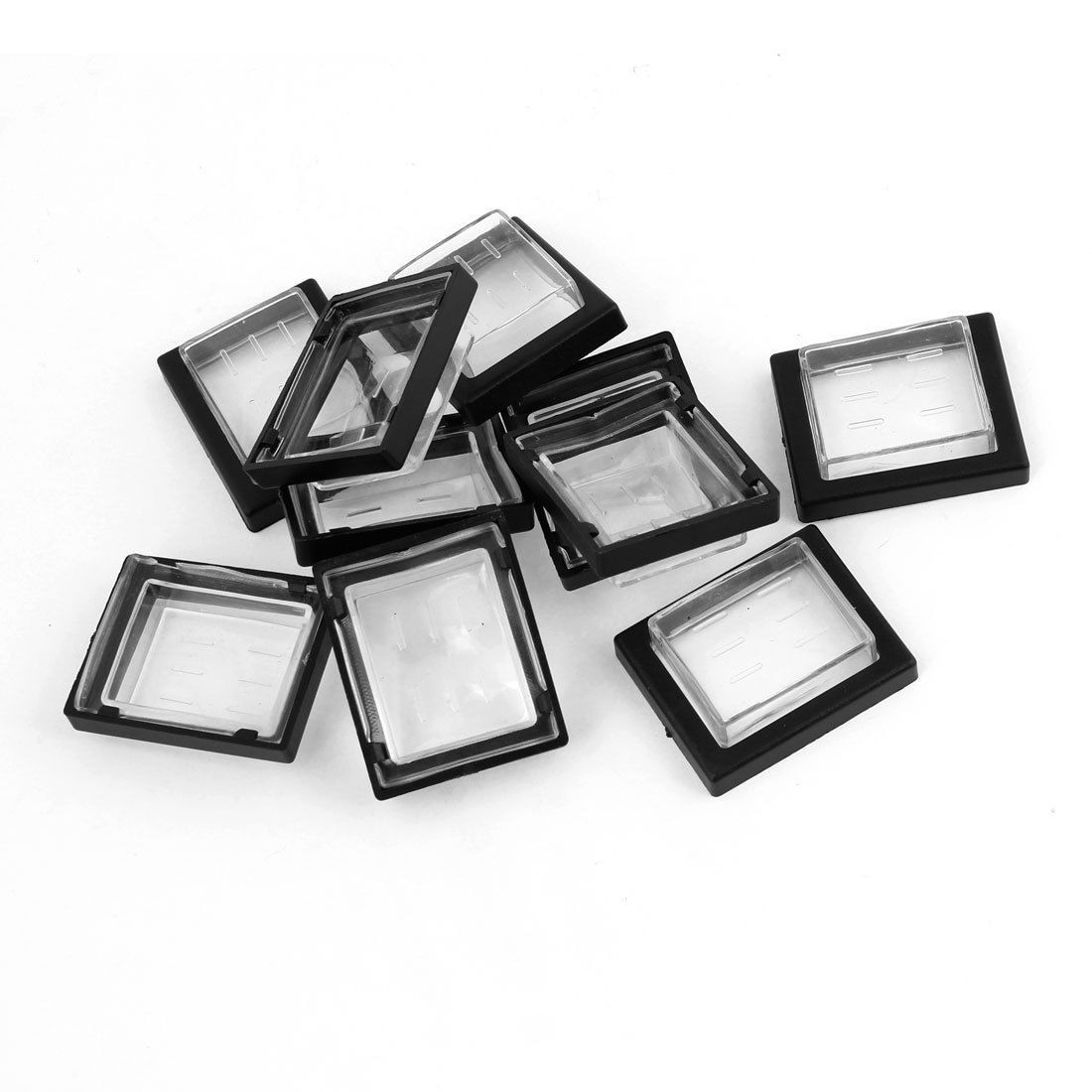 10 Pcs Clear Black Rectangle Waterproof Switch Covers Caps Protectors