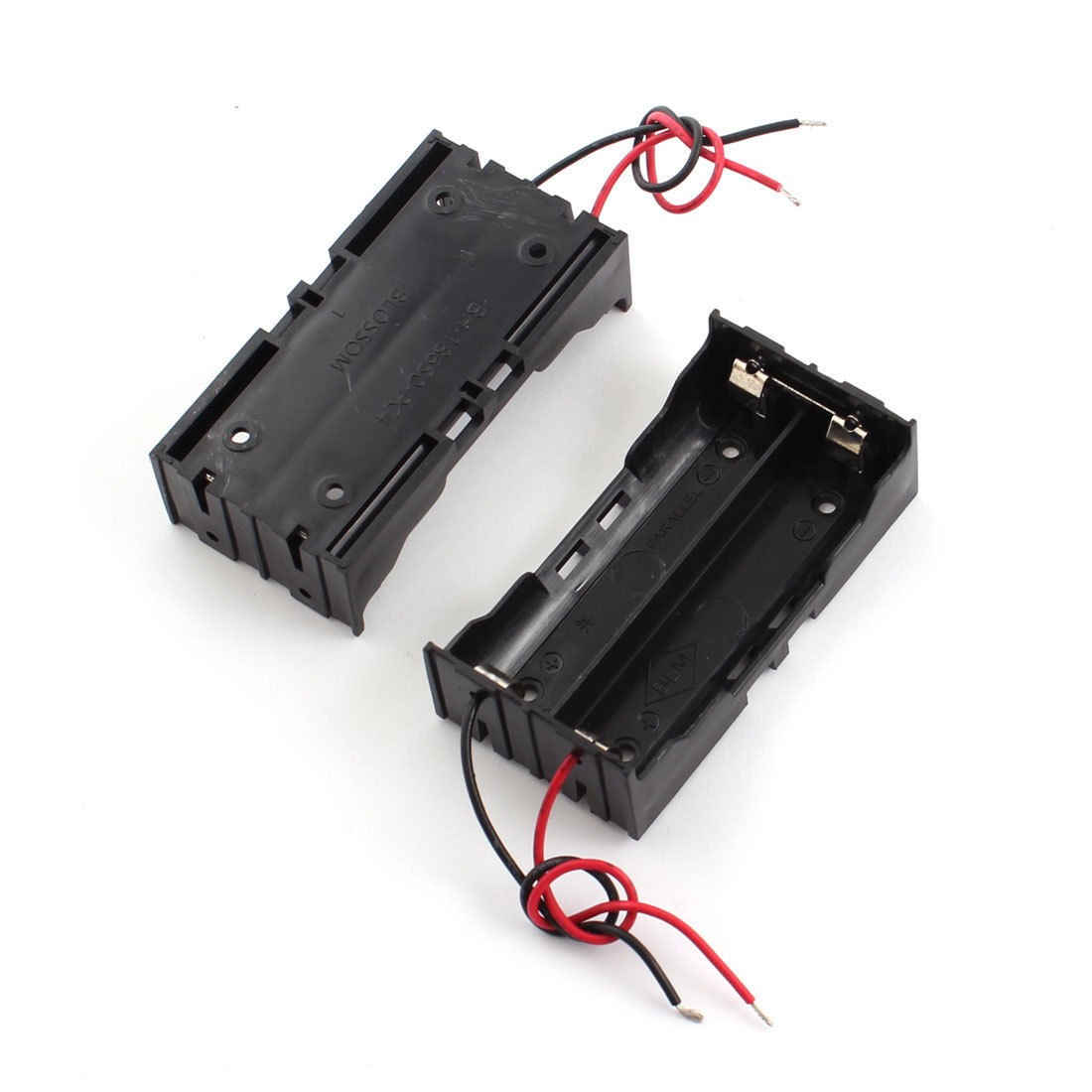 2Pcs Black Plastic 2-Slot 2-Wired Holder Box for 2x3.7V 18650 Battery