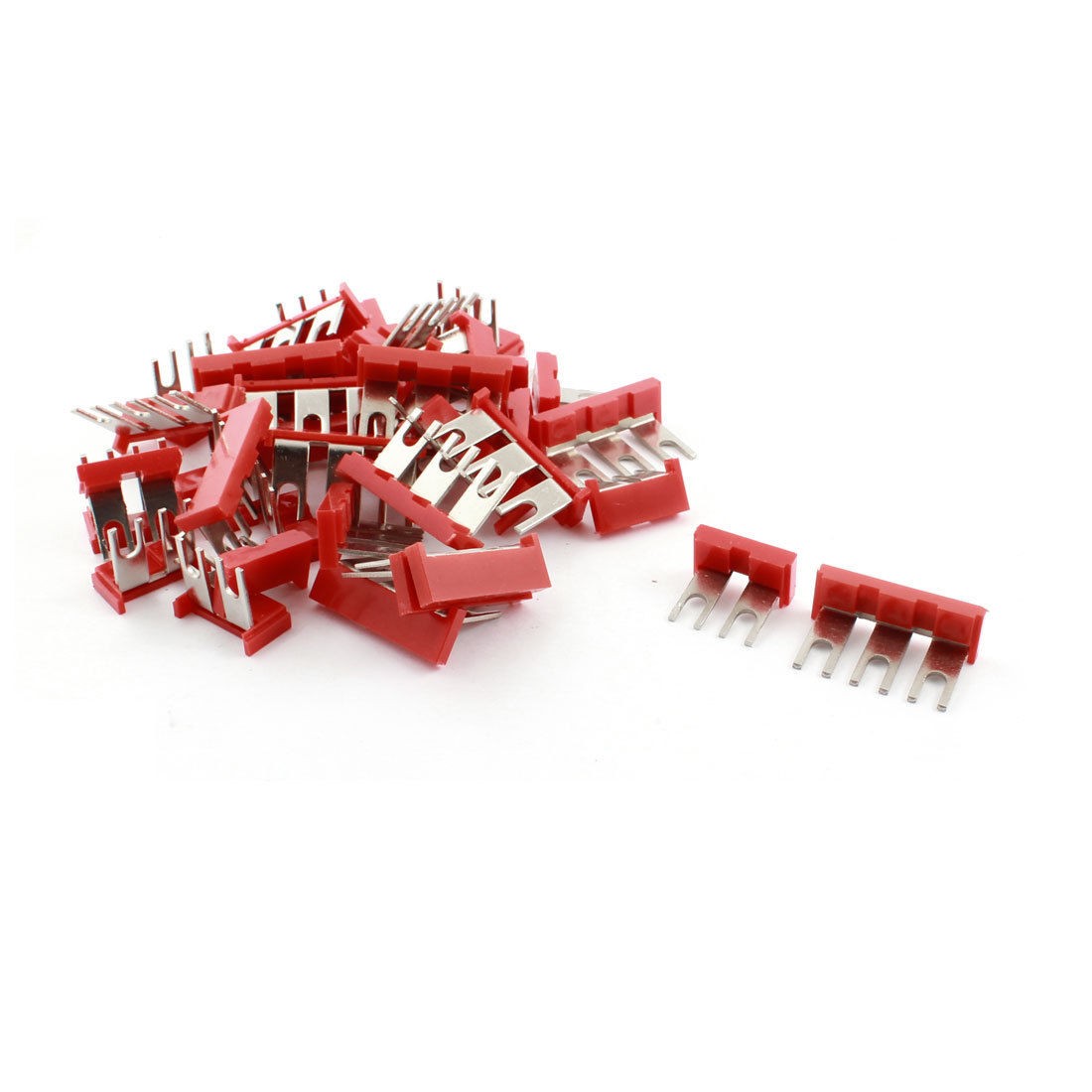 40 Pcs Red PVC Pre Insulated Fork Terminal Barrier Block Connector Strip