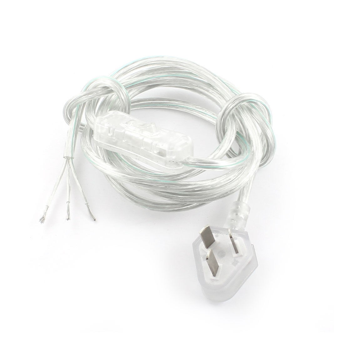 AU Plug 3Pin AC 125V 2A On-Off Button SPST Power Cable Inline Switch 1.8M Clear