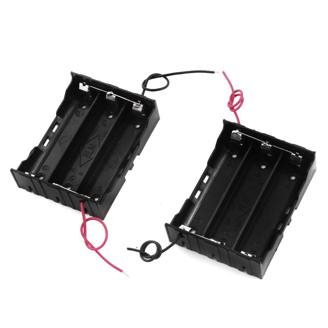 Black Plastic 2 Wires In Parallel 3 x 3.7V 18650 Battery Holder Box 2Pcs