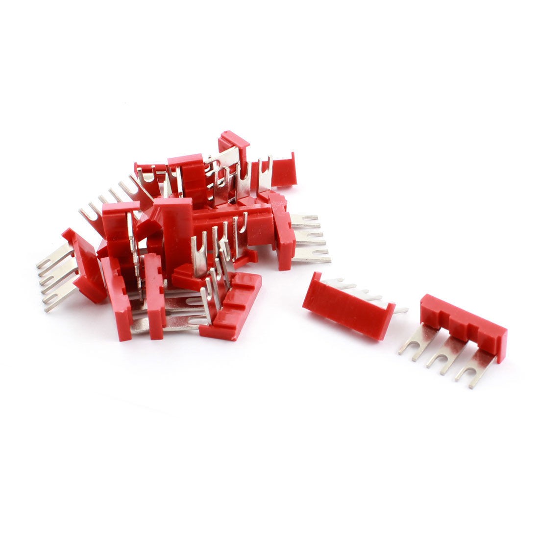 20 Pcs 400V 10A 3-Position Terminal Jumper Fork Block Connector Strip Red