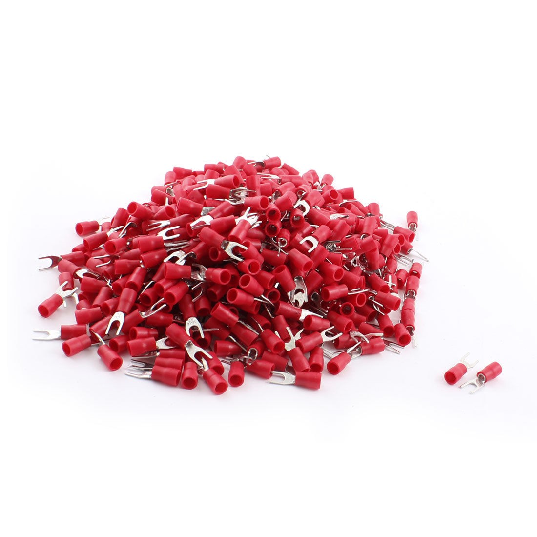 1000PCS Red Insulated Furcate Fork Terminals Cable Lug AWG16-14 SV1.25-3