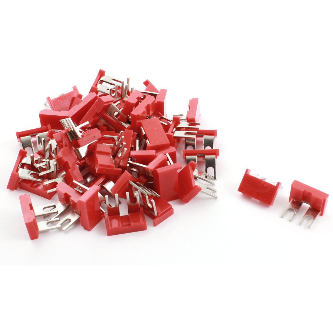50 x 400V 10A 2 Position Fork Terminal Jumper Block Connector Strip Red