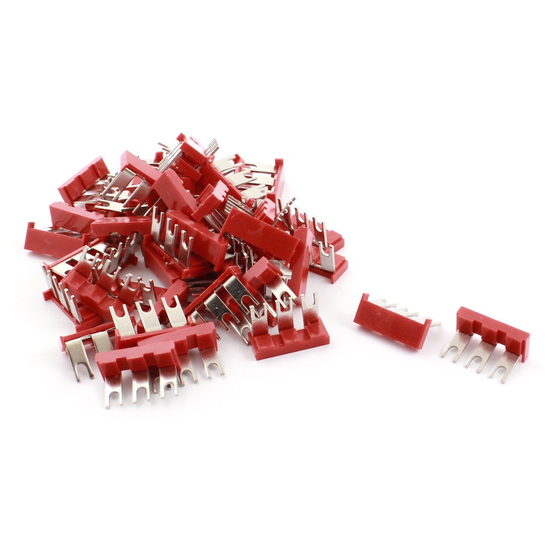 400V 10A 3 Position Red Pre Insulated Electrical Terminal Jumper Strip x 50