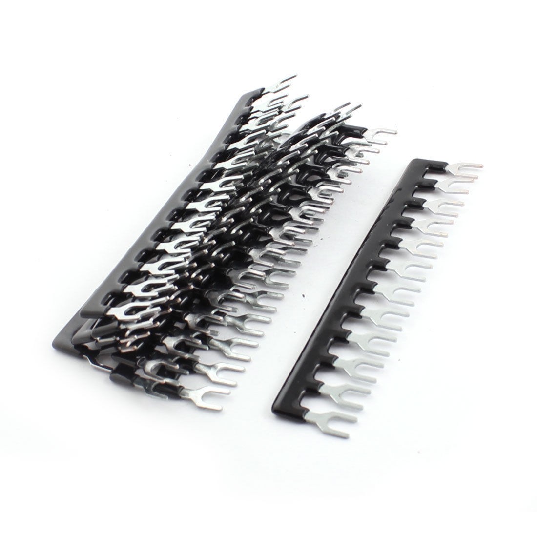 10 Pcs Fork Type 12 Postions Terminal Strip Jumper Black 400V 10A