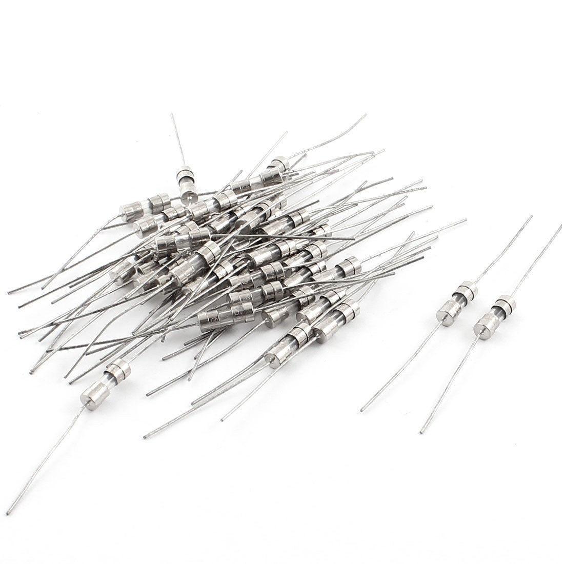 40 Pieces 11mm x 4mm Axial Lead Glass Fuses Tubes AC 250V 1A