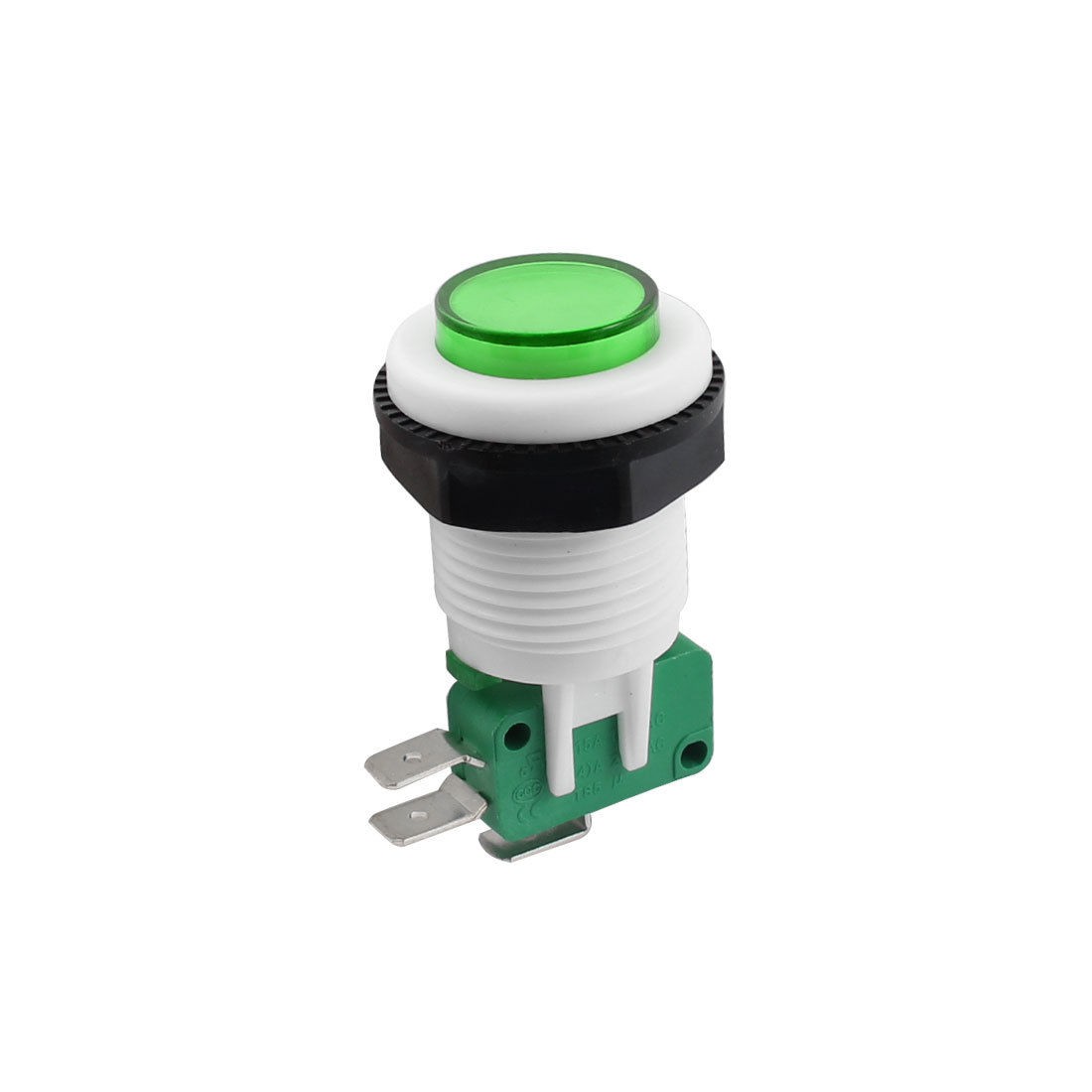 AC 250V 125V 15A 4A  27mm SPDT Momentary Control Green Arcade Pushbutton Switch