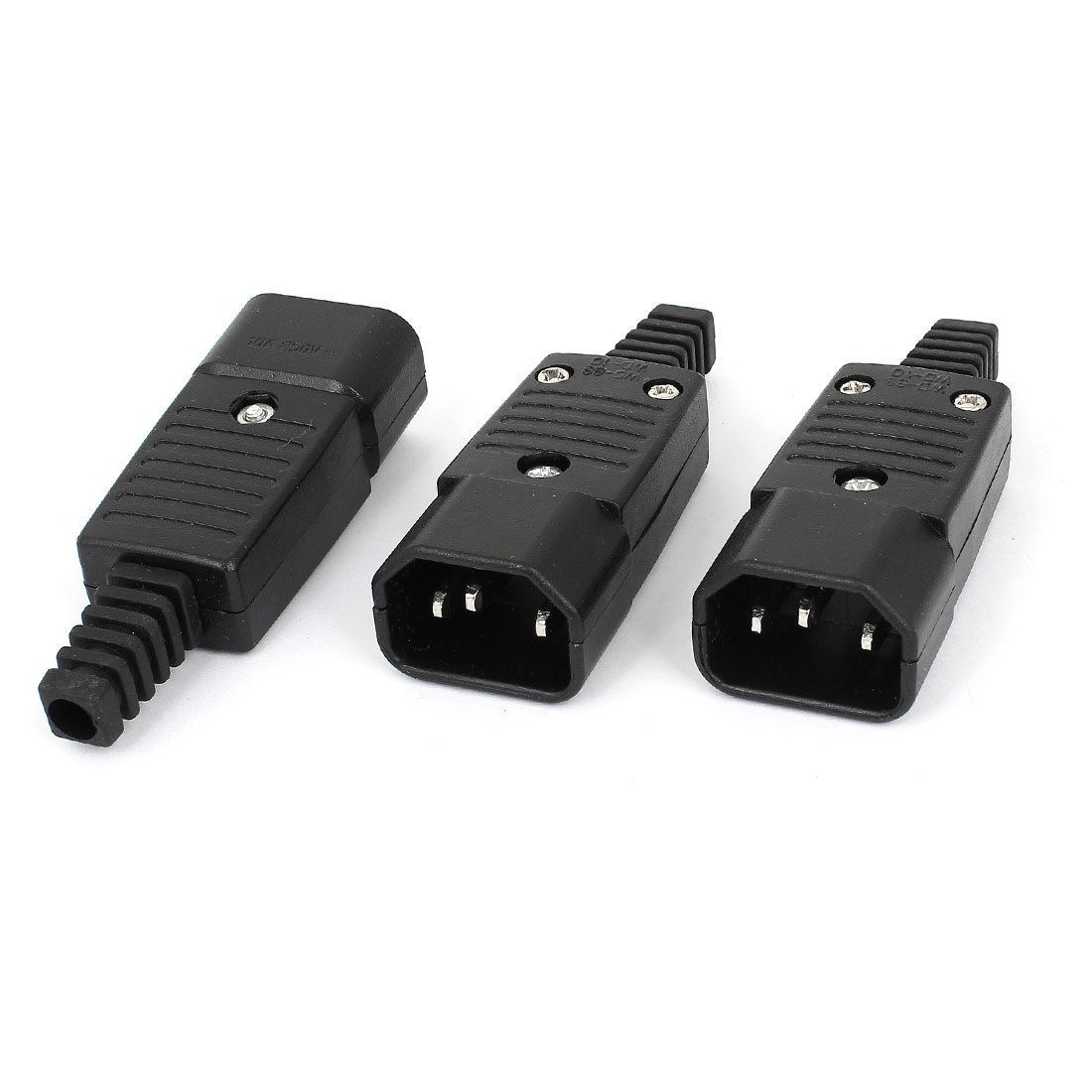 AC 250V 10A IEC320 C14 3 Pin Male Plug Power Adapter Jack Connector 3 Pcs