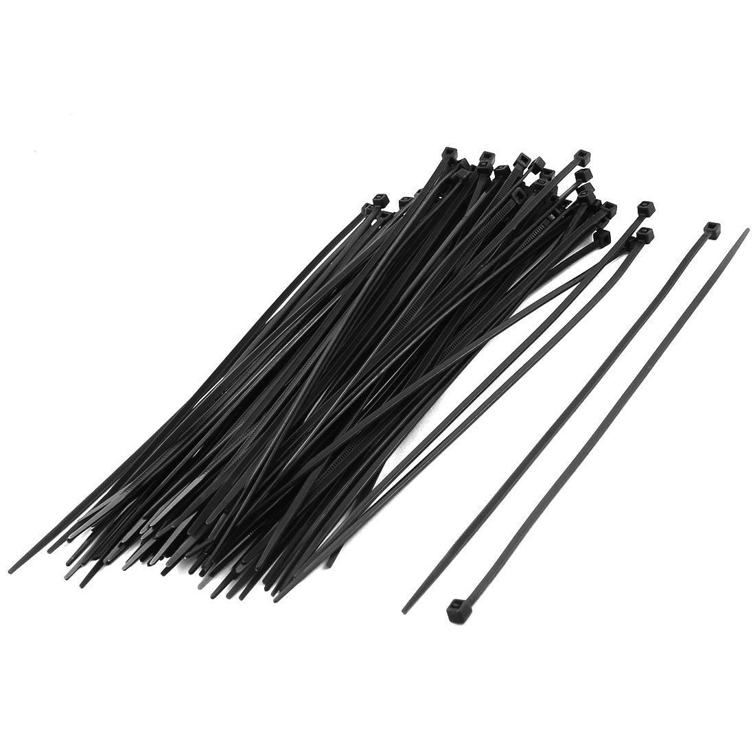 Self-Locking Black Nylon Cable Zip Wire Tie 2.8mm x 200mm 100 Pcs