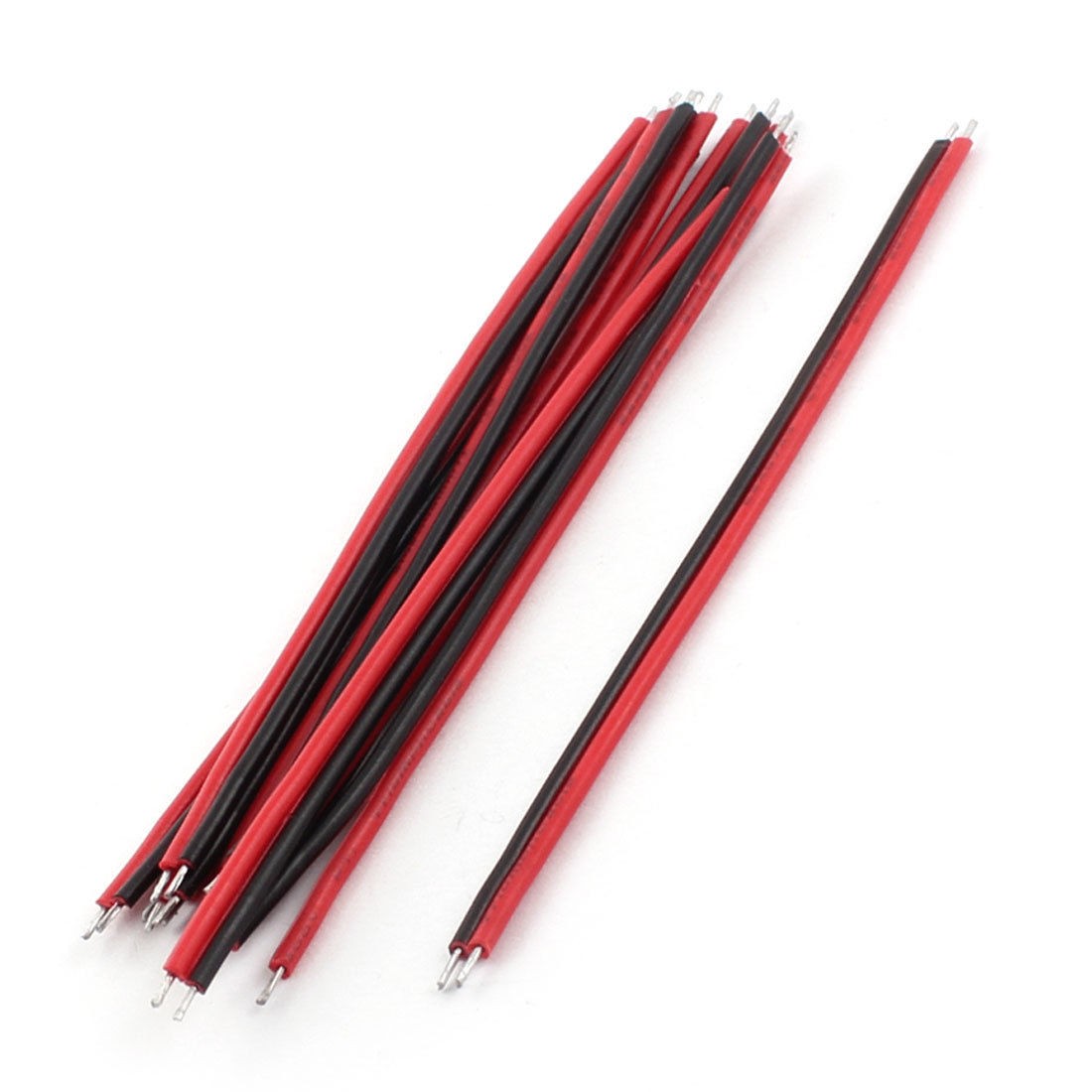 10 Pairs 10cm Length Red Black Flexible 2 Ends Tin Plated Jumper Wire