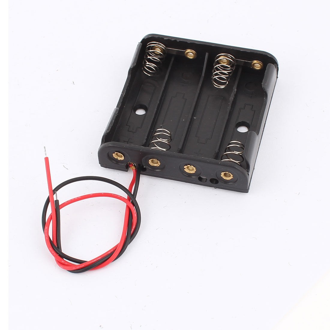 Black Plastic Wires Lead Shell Holder Case Box for 4 x 1.5V AAA Battery