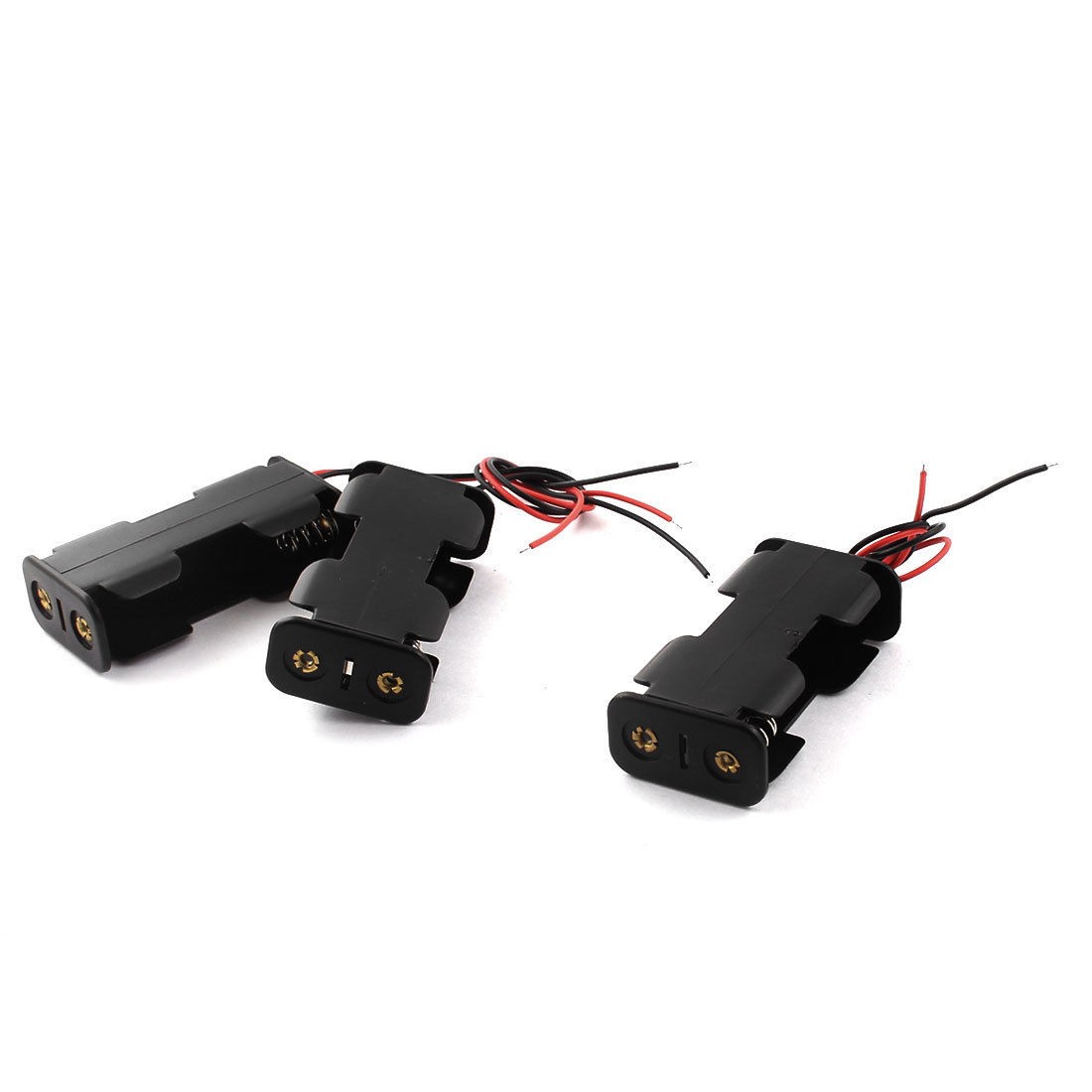 3Pcs Black 2 x 1.5V AA Battery Batteries Holder Case w Wire Leads