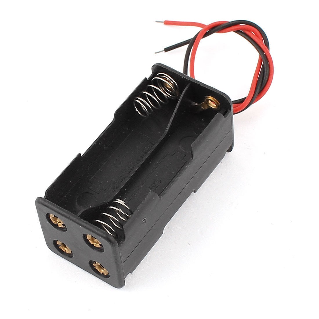 Dual Side 2-Wire Spring Loaded 4 x 1.5V AAA Batteries Holder Case