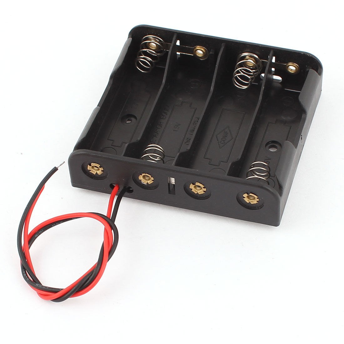 Black Plastic Wires Lead Holder Storage Case for 4 x 1.5V AA Battery