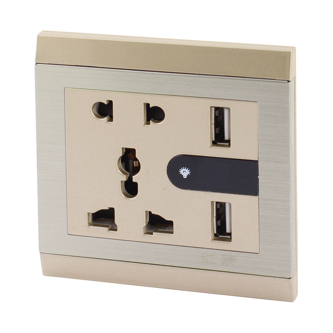 AC 110-250V 10A Universal LED Light Wall Outlet Power Plate 2USB Interface Ports