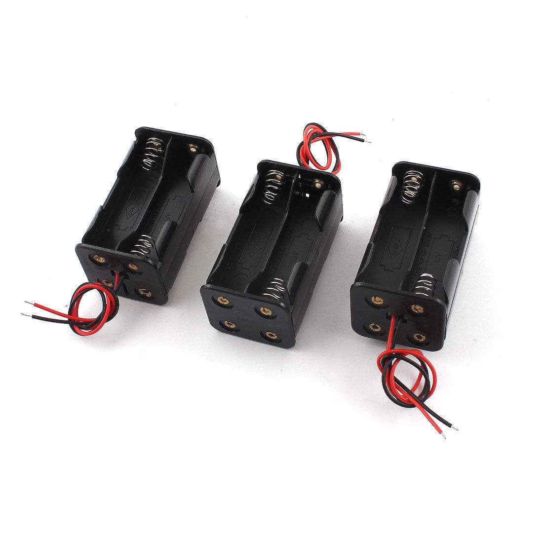 3Pcs Black 4 x 1.5V AA Battery Batteries Holder Case w Wire Leads