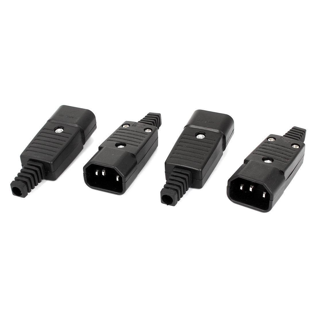 AC 250V 10A IEC320 C14 3 Pin Male Plug Power Adapter Jack Connector 4 Pcs