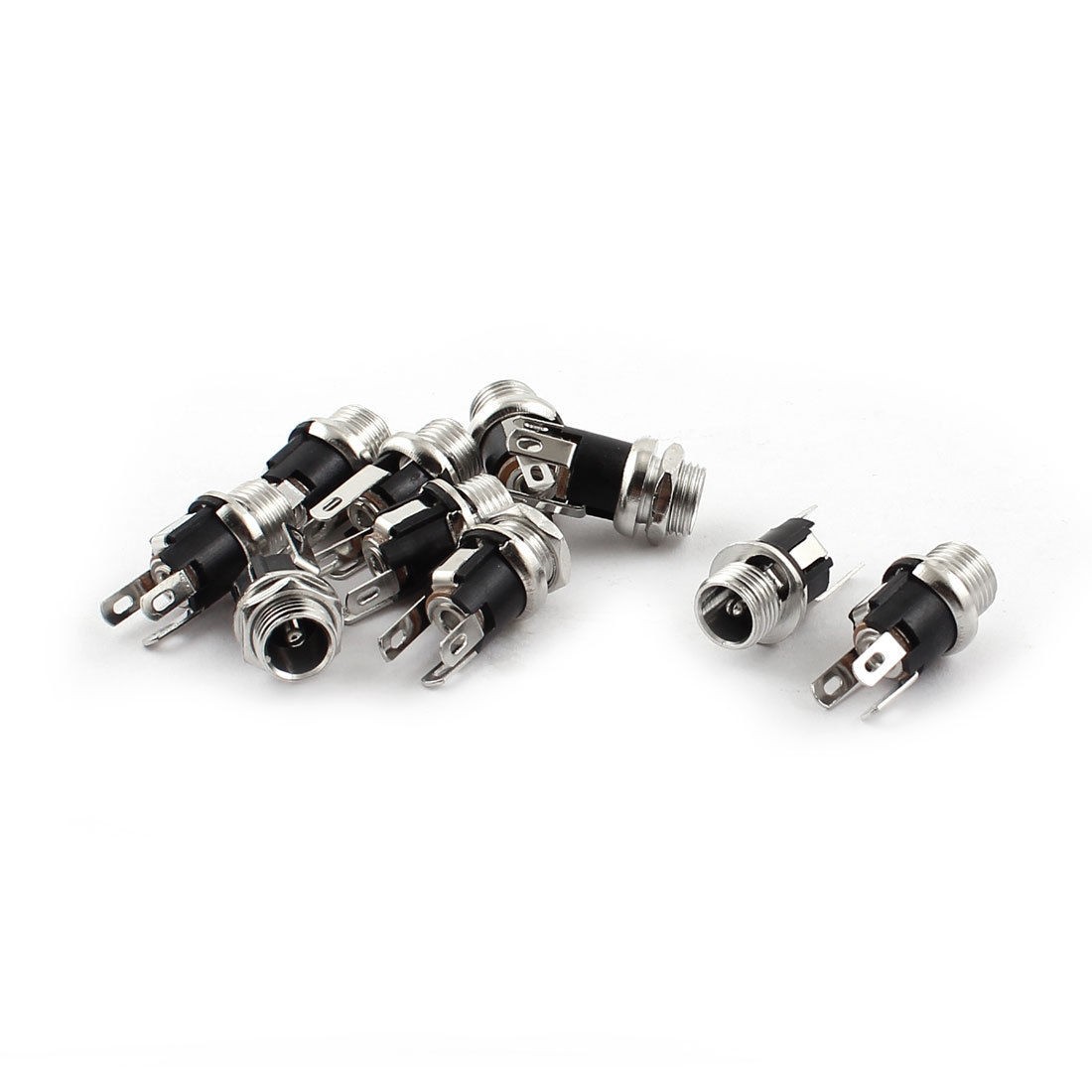 2.1mm x 5.5mm DC Power Jack Panel Mount Metal Female Socket Connector 10Pcs