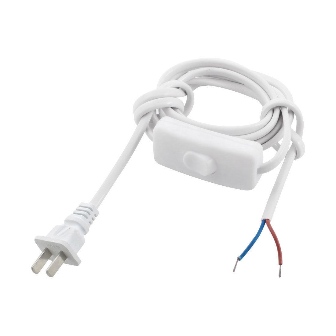 White US Plug AC110V AC250V Lamp Parts Power Cord Inline Button Switch 1.8M