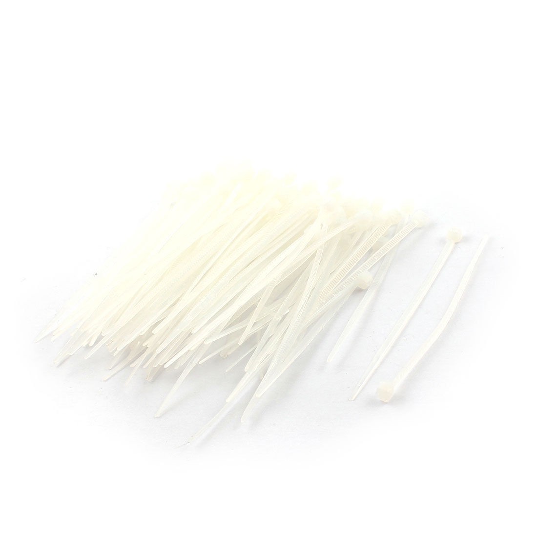 100 Pcs 2.2mm x 80mm White Network Cable Cord Wire Tie Strap