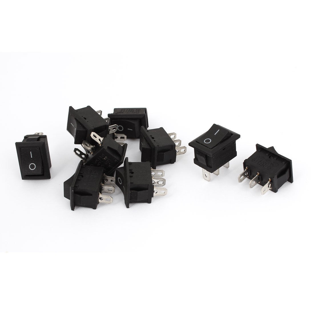 10 Pcs AC 250V/6A 125V/10A 3 Pins SPDT 2 Position On/Off Boat Rocker Switch