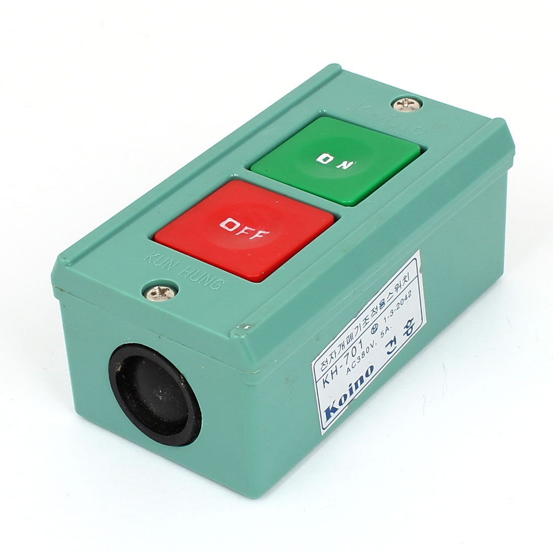 AC 380V 5A Panel Mount Red OFF Green ON Latching Waterproof Push Button Switch