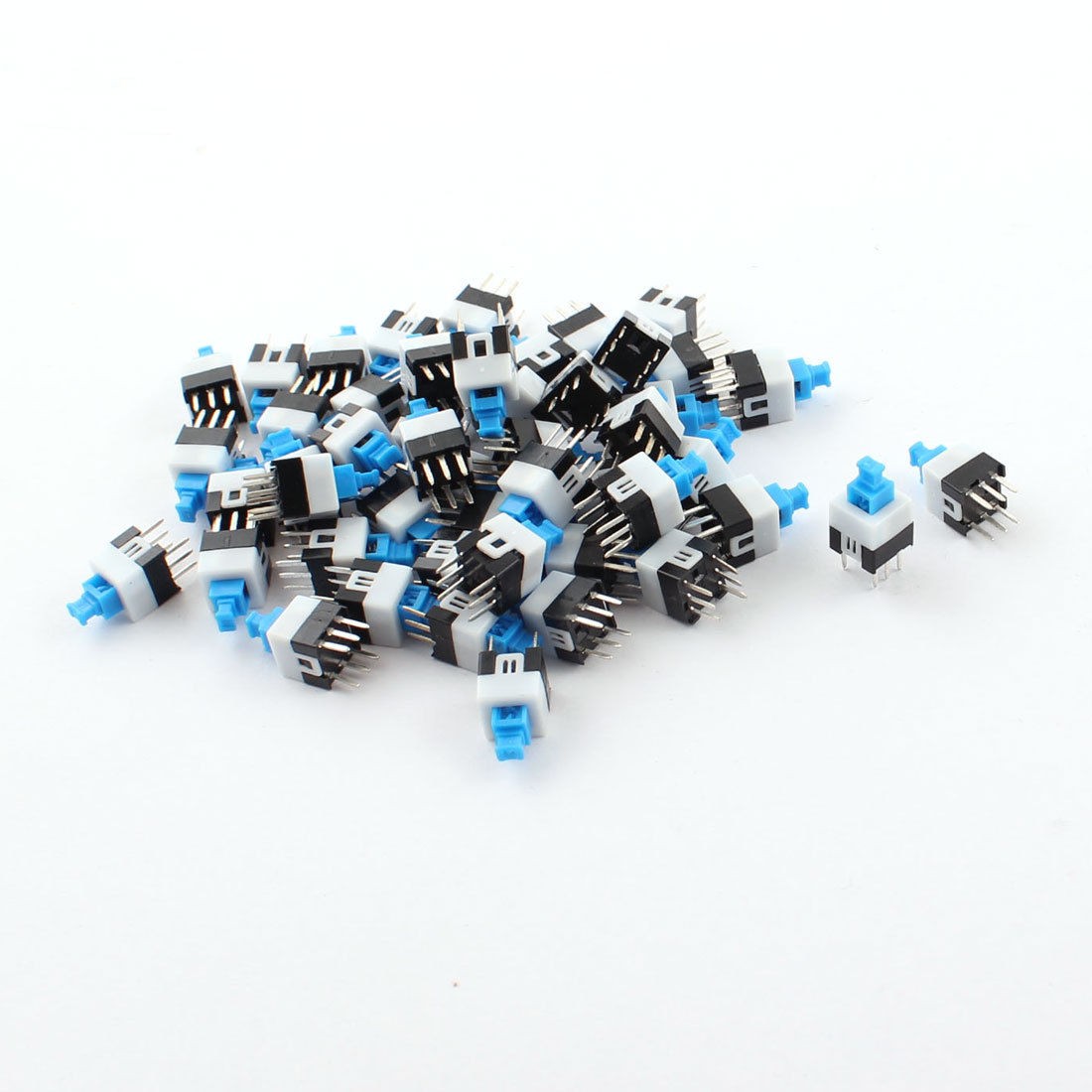 50PCS 12mmx7.5mmx7.5<wbr/>mm Through Hole Blue Push Button Momentary Switch