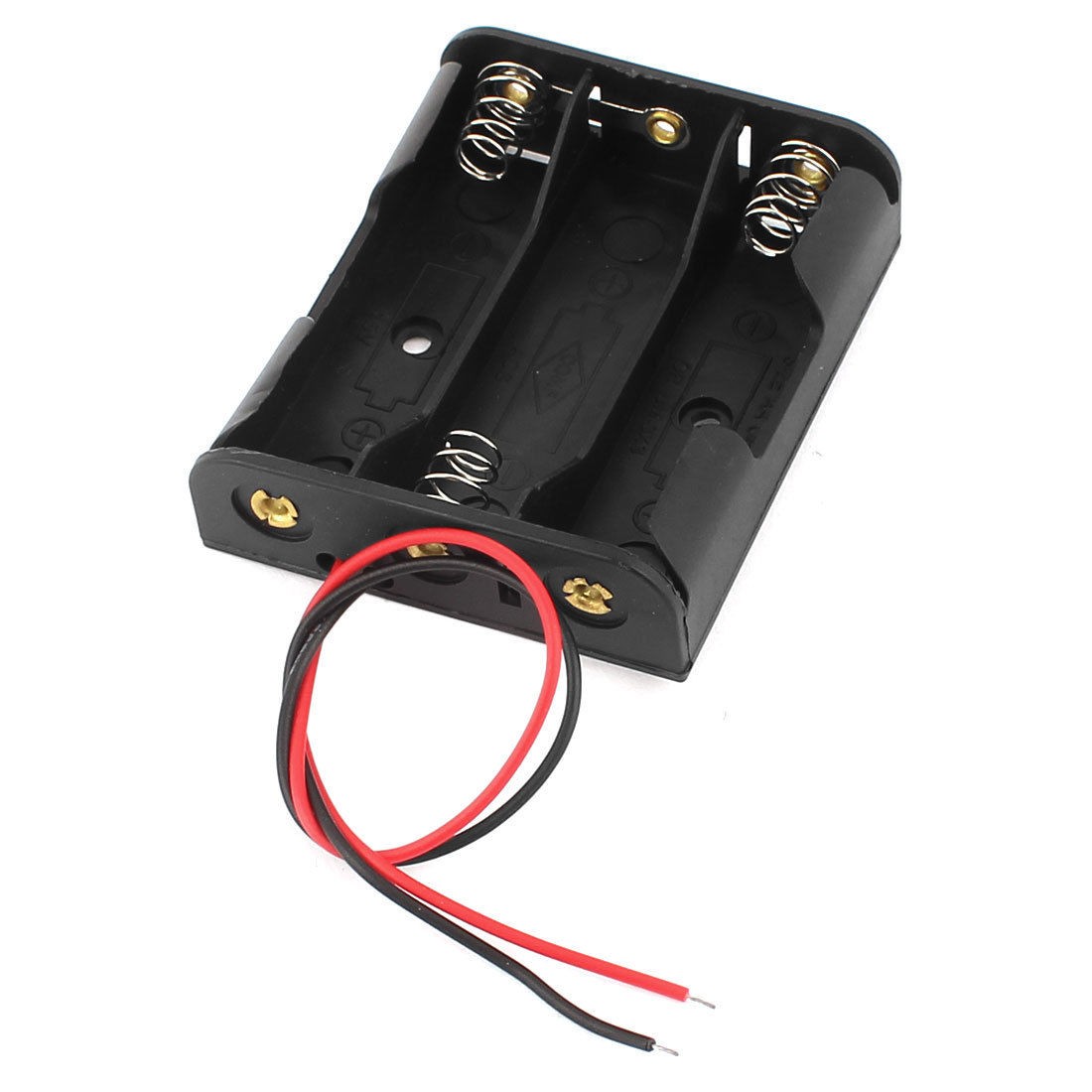 Black Plastic Wires Lead Shell Holder Case Box for 3 x 1.5V AA Battery