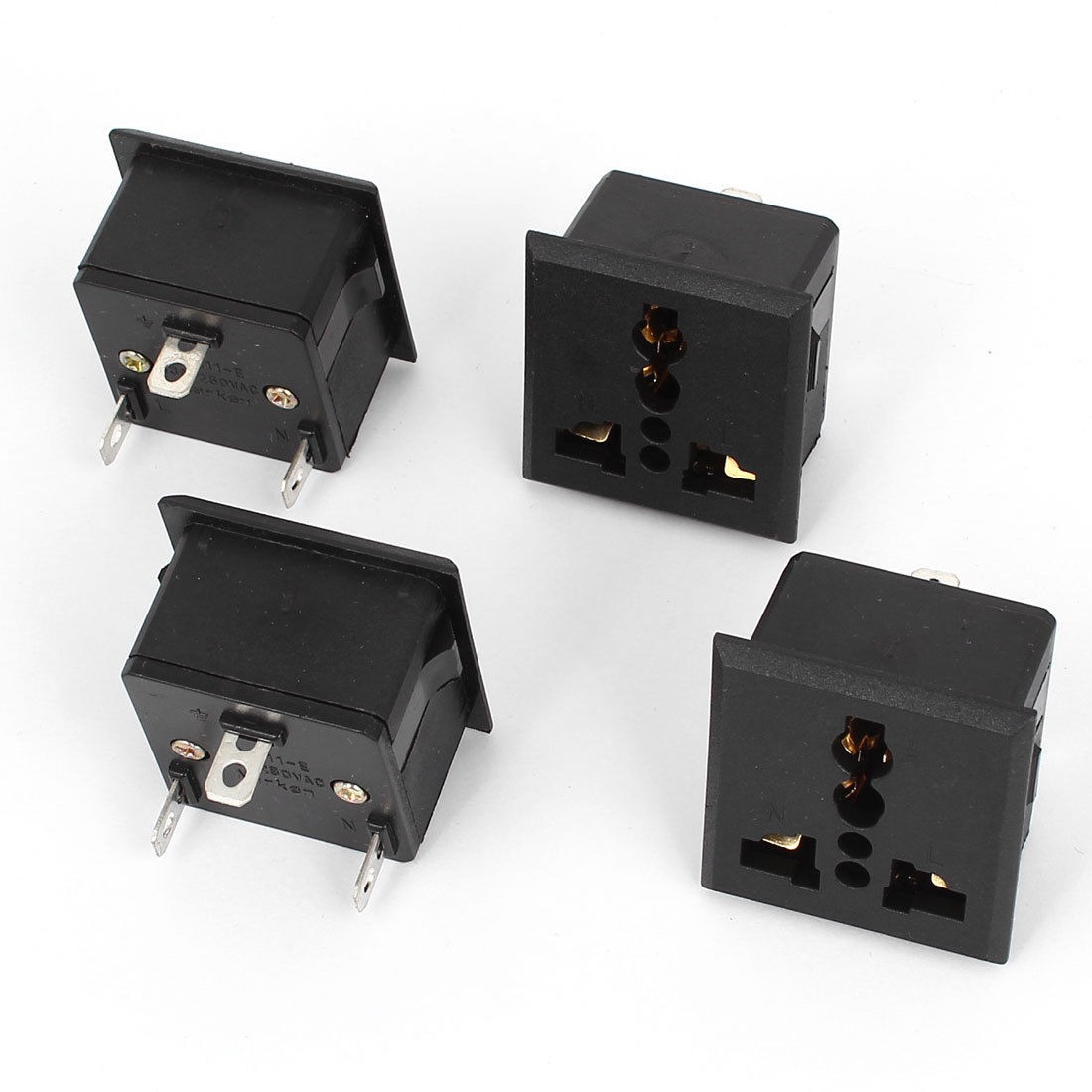 AU EU UK US AC 250V 13A 3 Pin Panel Mounting Power Socket 4 Pcs