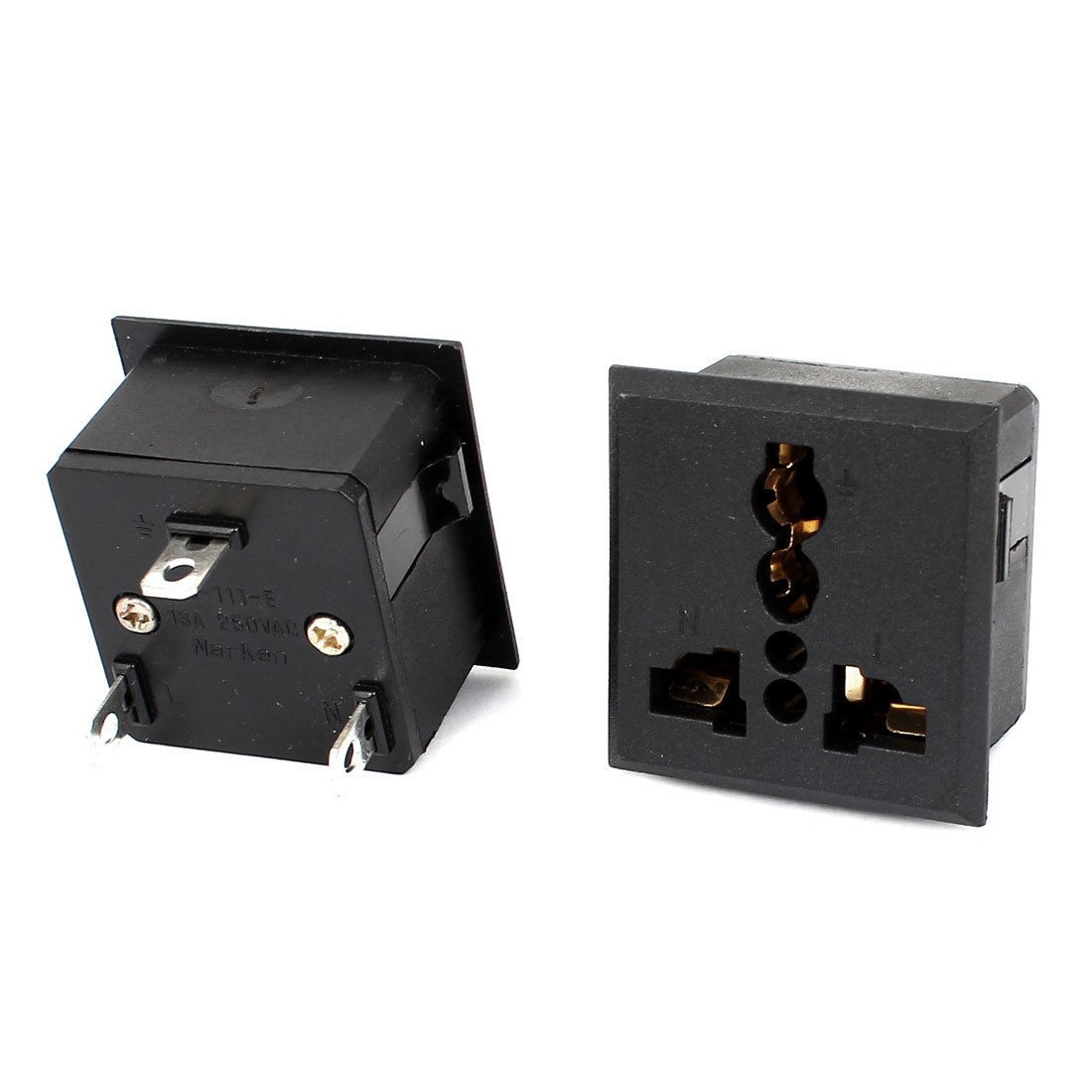 AU EU UK US AC 250V 13A 3 Pin Panel Mounting Power Socket 2 Pcs