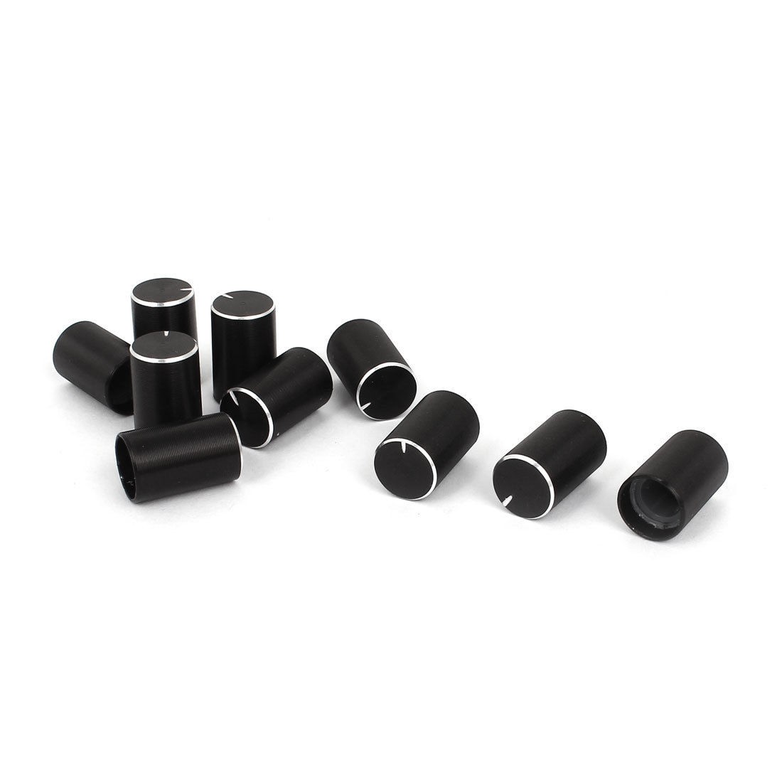 10 Pcs 6mm Hole Diameter Potentiometer Knob Cover Cap 10mmx16mm Black
