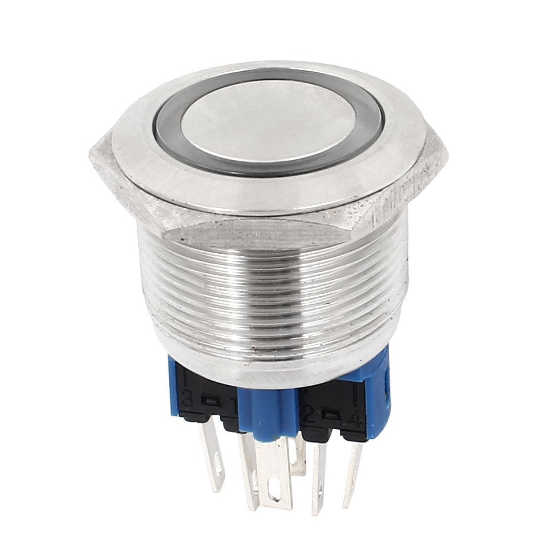 DC12V Orange LED Angel Eye SPDT Locking Stainless Steel Push Button Switch 22mm