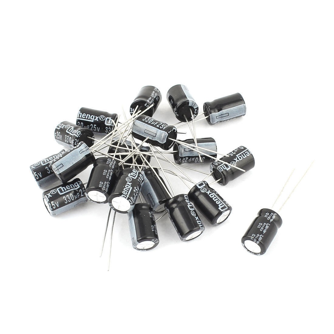 20 Pcs 25V 330uF 8mm x 12mm Cylindrical Polarised Electrolytic Capacitor