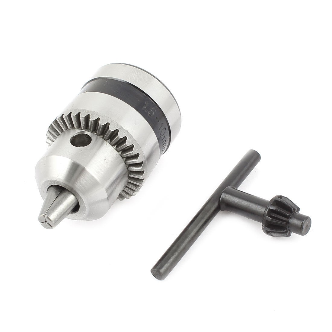 3 8 24UNF Mount 1 5 10mm Capacity Keyed Key Type Drill Chuck Silver Tone