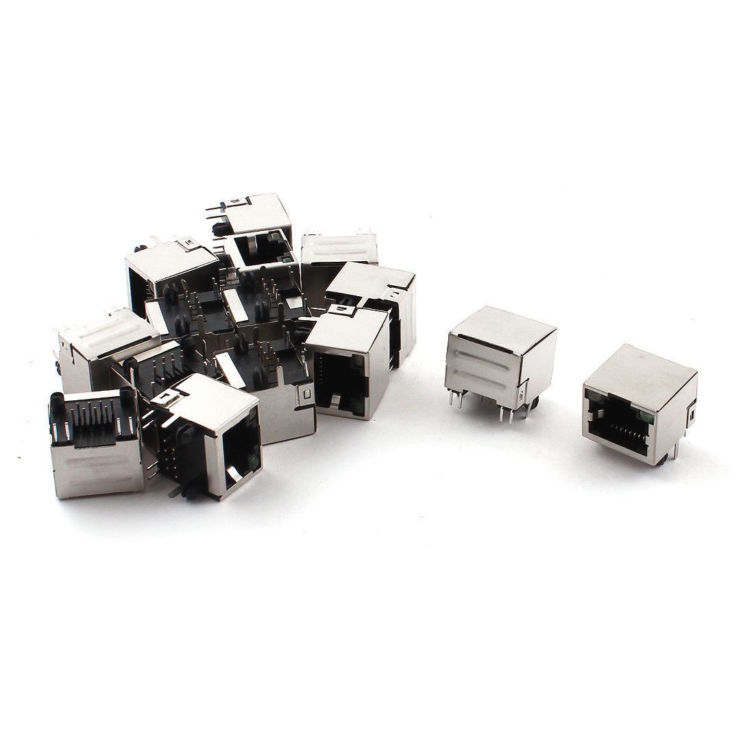 15pcs LED Light Right Angle Pin RJ45 8P8C PCB Jack Sockets 16mm for LAN Network
