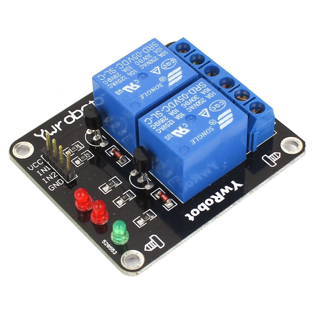 DC 5V 2CH 2 Channel Indicator Light LED Relay Module Expansion Board Blue Black