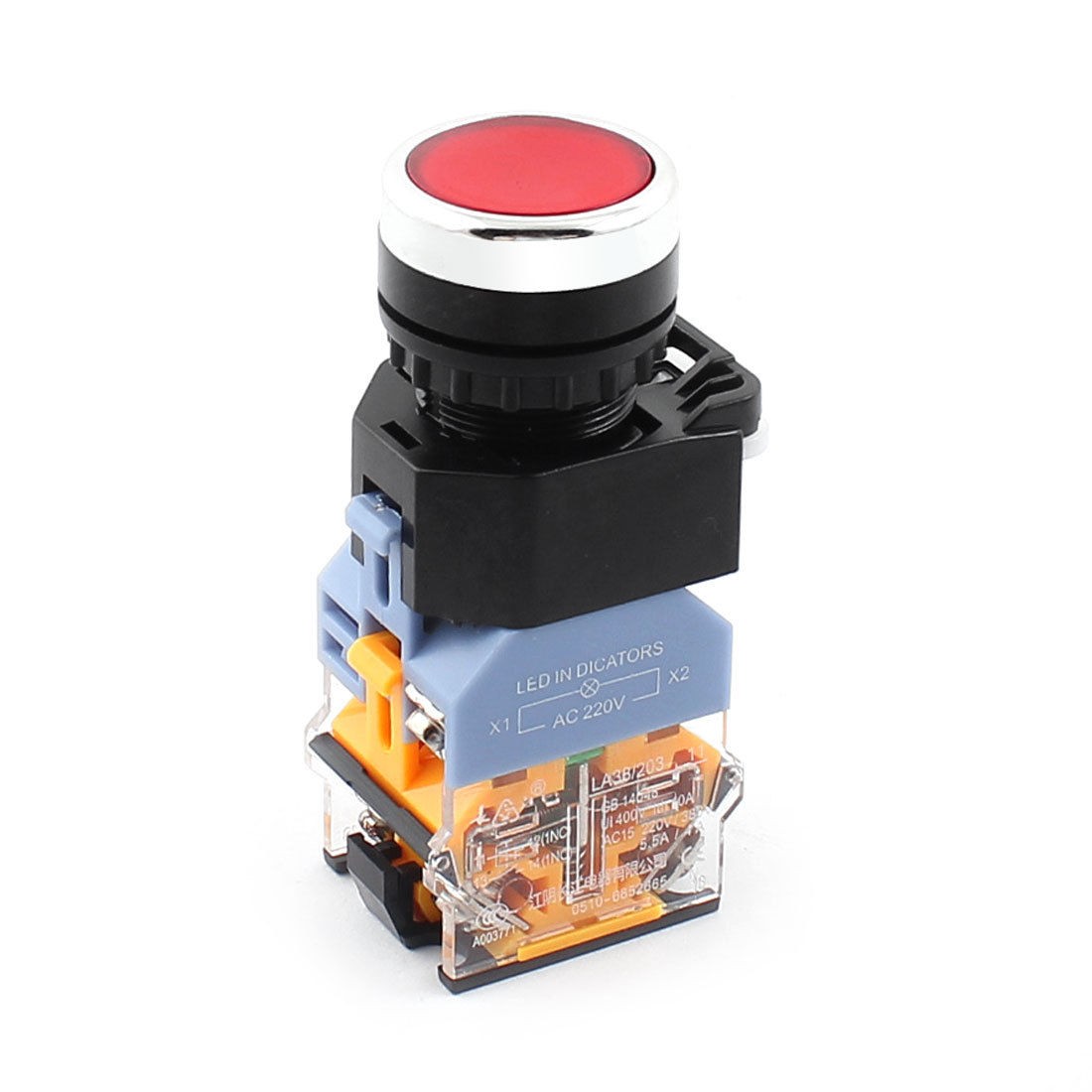 LA38 Red LED Indicator DPST No Momentary Push Button Switch 400V 10A