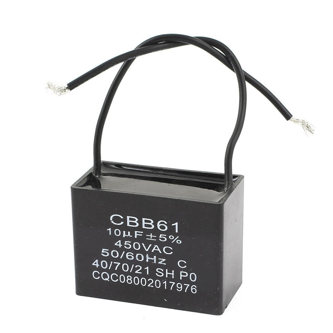 CBB61 2 Wires Polypropylene Film Motor Run Capacitor AC 450V 10uF